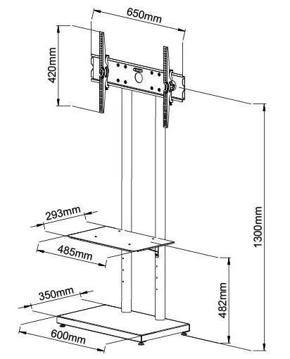 Sleek Metal Floor Stand, Adjustable Shelf for 32-65 Inch Flat Screen LCD, LED OLED TVs, Perfect for Corner & Bedroom, Loading 132 lbs, Black (H64)