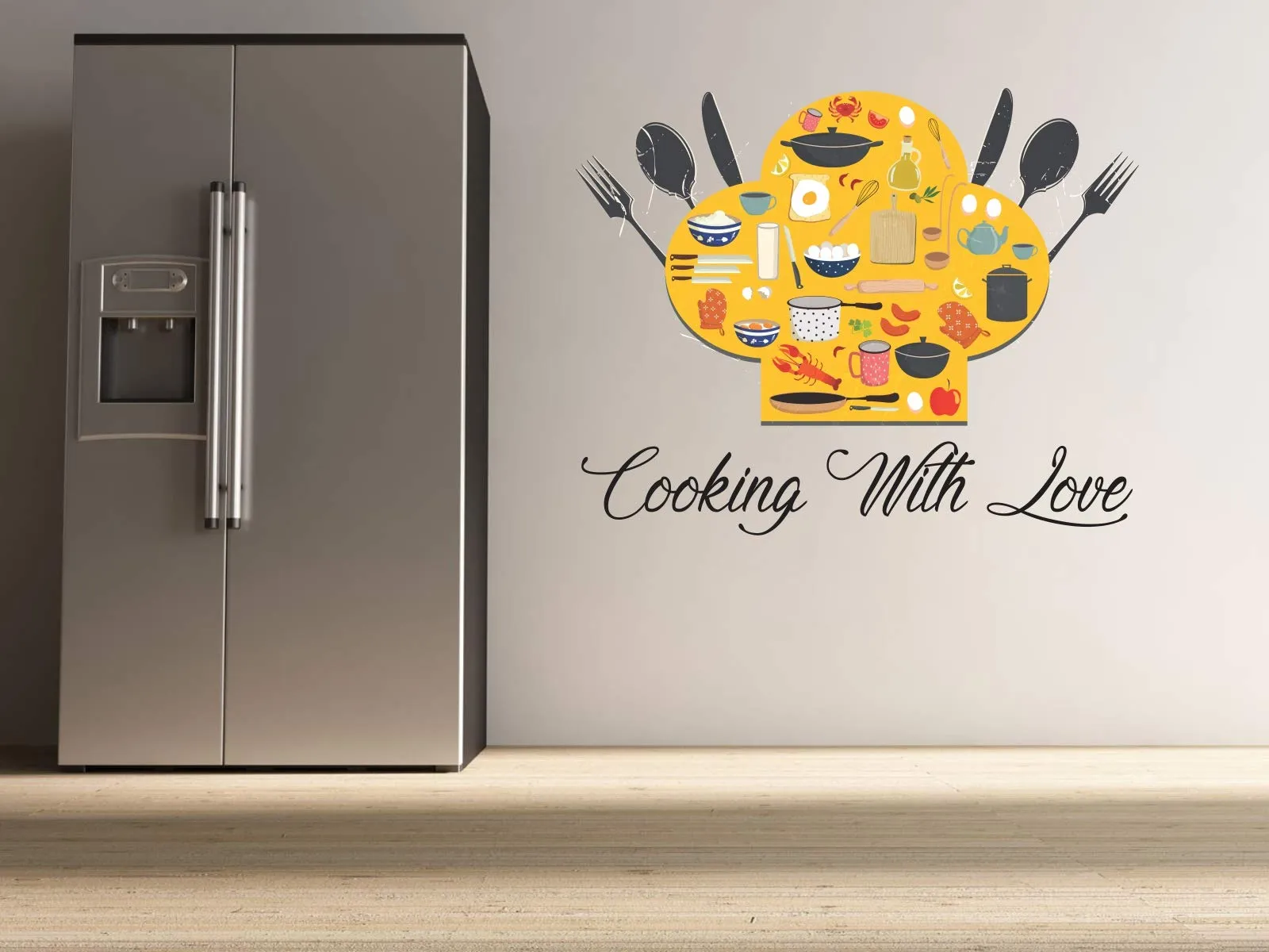 Sticker Studio Cooking with Love Wall Sticker & Decal (PVC Vinyl, Size - 58 Cm X 46 Cm)