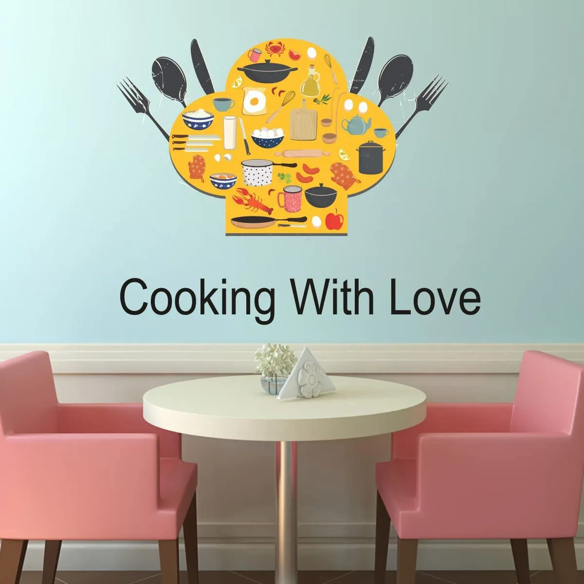 Sticker Studio Cooking with Love Wall Sticker & Decal (PVC Vinyl, Size - 58 Cm X 46 Cm)