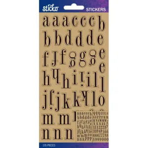 Sticko Alphabet Stickers - Kraft Black Fashion Small*