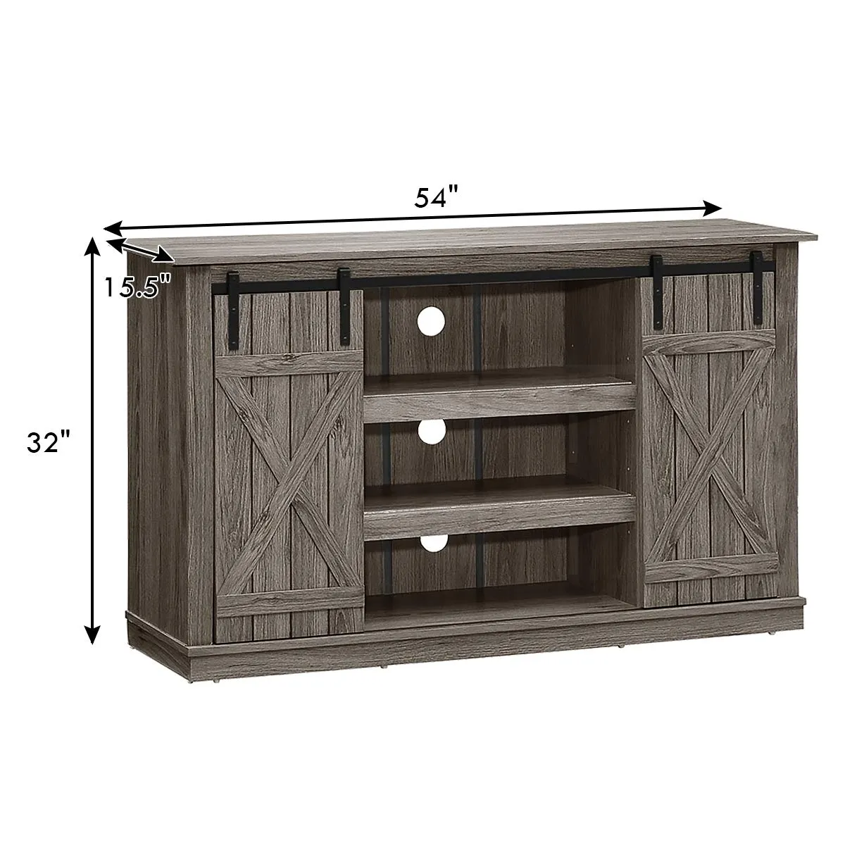 Tangkula TV Stand up to 60 Inches, Farmhouse Wood TV Stand with Sliding Barn Doors