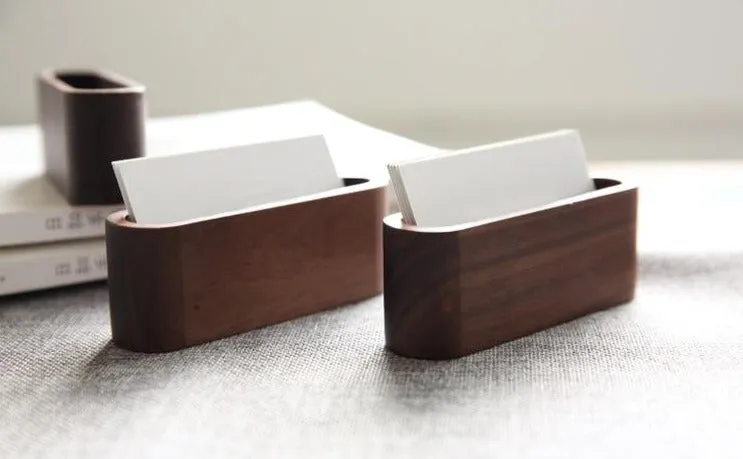 Wooden Office Card Holder