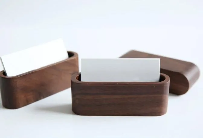 Wooden Office Card Holder