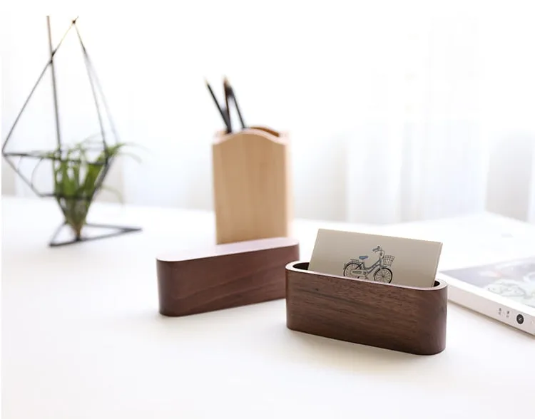 Wooden Office Card Holder